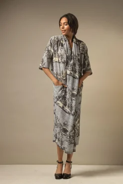 One Hundred Stars Ancient Columns Charcoal Rachel Dress|Women Dresses