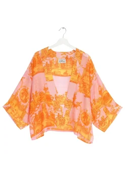 One Hundred Stars Ancient Columns Orange Kimono|Women Short Kimonos