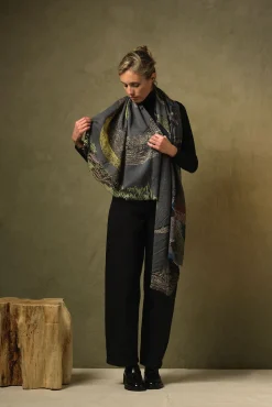 One Hundred Stars Bird Ink Wool Scarf| Wool Scarves