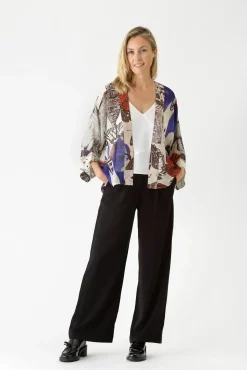 One Hundred Stars Butterflies Cobalt Kimono|Women Short Kimonos