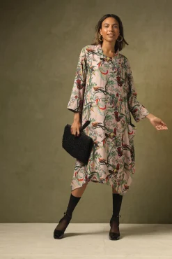 One Hundred Stars Chinoiserie Pink Asymmetric Dress|Women Dresses