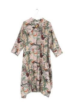 One Hundred Stars Chinoiserie Pink Asymmetric Dress|Women Dresses