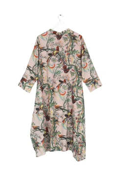 One Hundred Stars Chinoiserie Pink Asymmetric Dress|Women Dresses