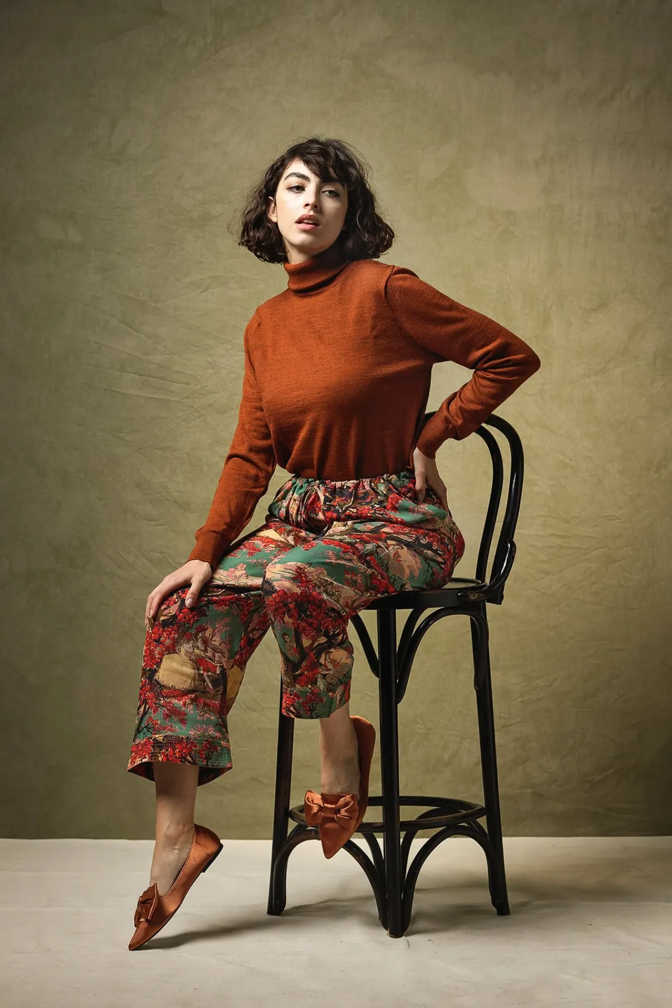 One Hundred Stars Country Toile Berry Crepe Pants|Women Palazzo Pants