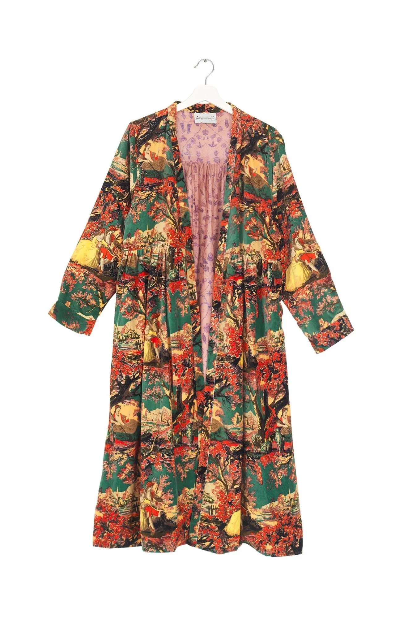 One Hundred Stars Country Toile Berry Velvet Duster Coat|Women Velvet Coats