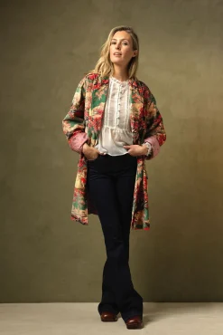 One Hundred Stars Country Toile Berry Velvet Boyfriend Jacket|Women Velvet Coats