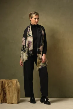 One Hundred Stars Daisy Black Wool Scarf| Wool Scarves