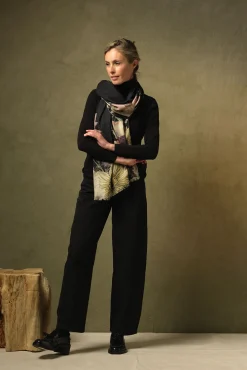 One Hundred Stars Daisy Black Wool Scarf| Scarves