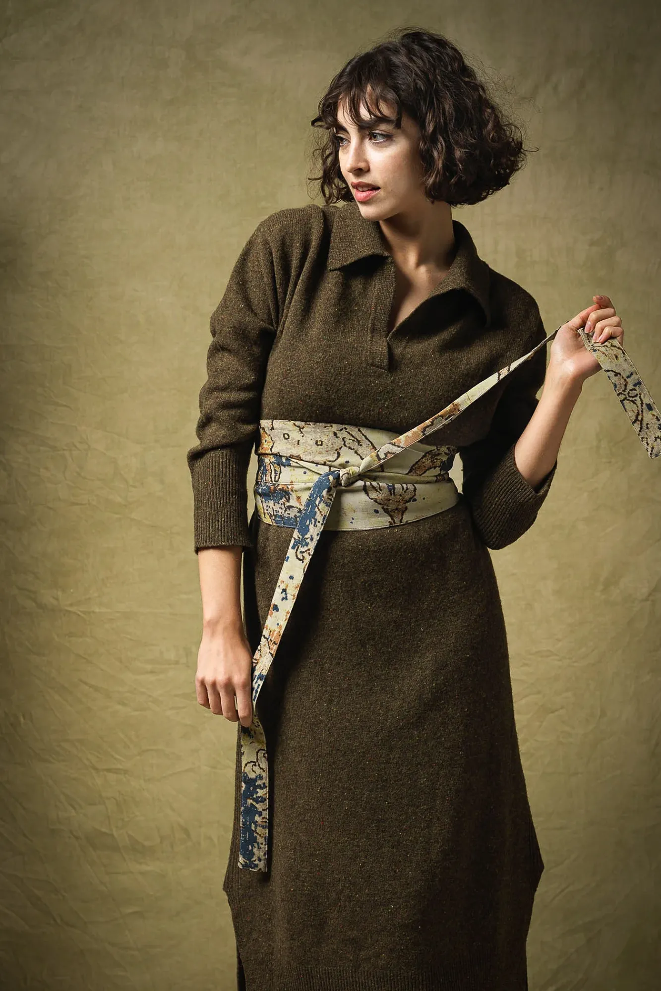 One Hundred Stars Dhurrie Taupe Obi Belt| Belts