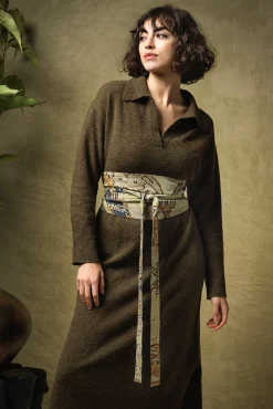 One Hundred Stars Dhurrie Taupe Obi Belt| Belts