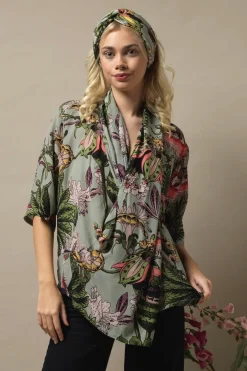 One Hundred Stars Eccentric Blooms Putty Rachel Top|Women Tops