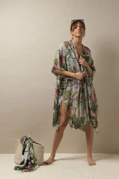 One Hundred Stars Eccentric Blooms Putty Throwover|Women Throwovers