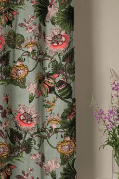 One Hundred Stars Eccentric Bloooms Putty Linen Panel| Curtains