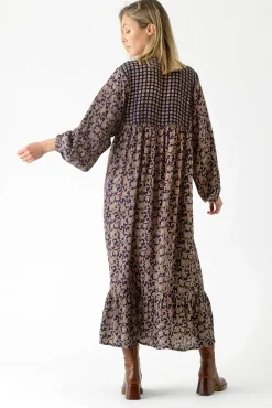 One Hundred Stars Floral Paisley Blue Boho Dress|Women Dresses