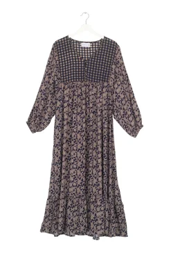 One Hundred Stars Floral Paisley Blue Boho Dress|Women Dresses