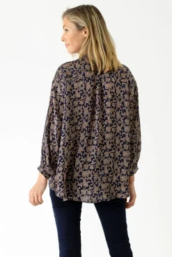 One Hundred Stars Floral Paisley Blue Darcy Shirt|Women Tops