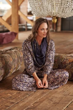 One Hundred Stars Floral Paisley Blue Palazzo Pant|Women Palazzo Pants