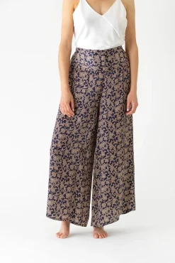 One Hundred Stars Floral Paisley Blue Palazzo Pant|Women Palazzo Pants