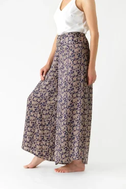 One Hundred Stars Floral Paisley Blue Palazzo Pant|Women Palazzo Pants