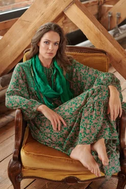 One Hundred Stars Floral Paisley Green Boho Dress|Women Dresses