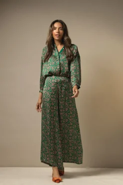 One Hundred Stars Floral Paisley Green Darcy Shirt|Women Tops