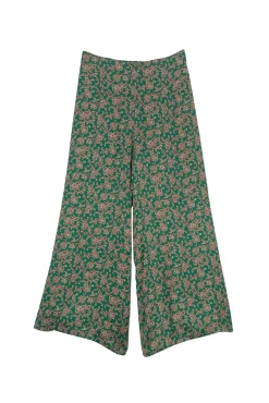 One Hundred Stars Floral Paisley Green Palazzo Pant|Women Palazzo Pants