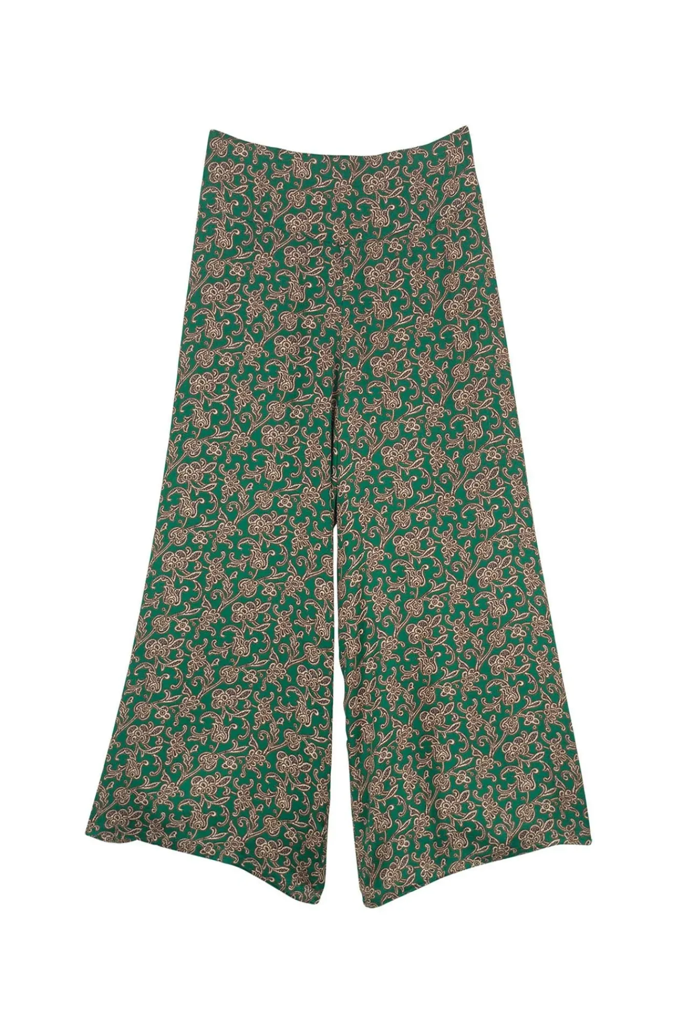 One Hundred Stars Floral Paisley Green Palazzo Pant|Women Palazzo Pants
