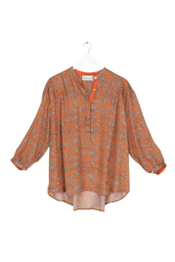One Hundred Stars Floral Paisley Orange Darcy Shirt|Women Tops