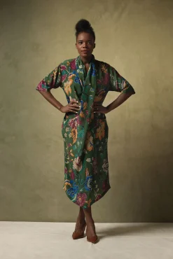 One Hundred Stars Flower Vase Green Rachel Dress|Women Dresses