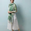 One Hundred Stars Folk Flowers Green Scarf| Scarves