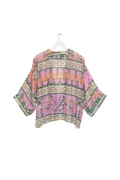 One Hundred Stars Folk Flowers Pink Kimono|Women Short Kimonos