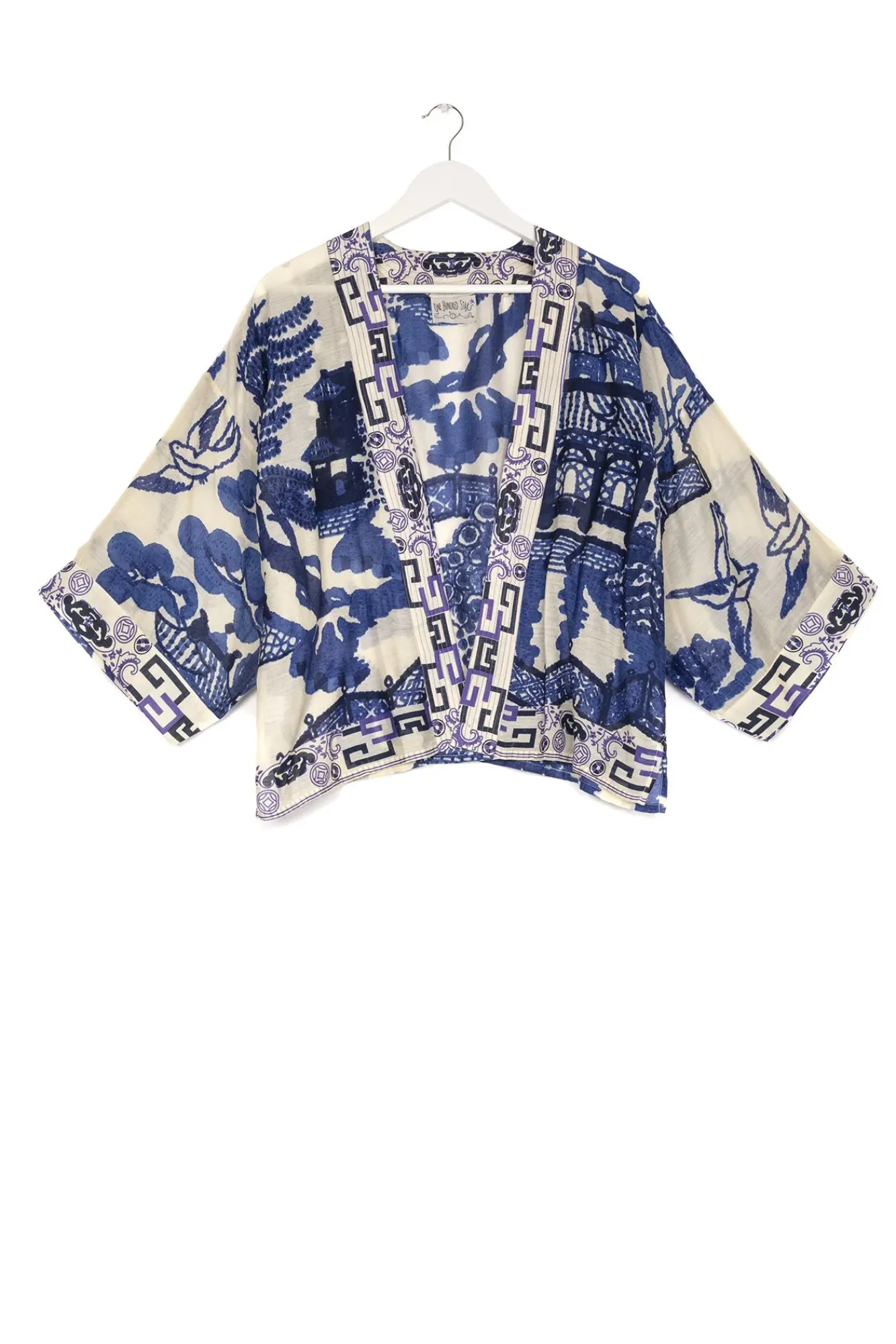 One Hundred Stars Giant Willow Blue Kimono|Women Short Kimonos