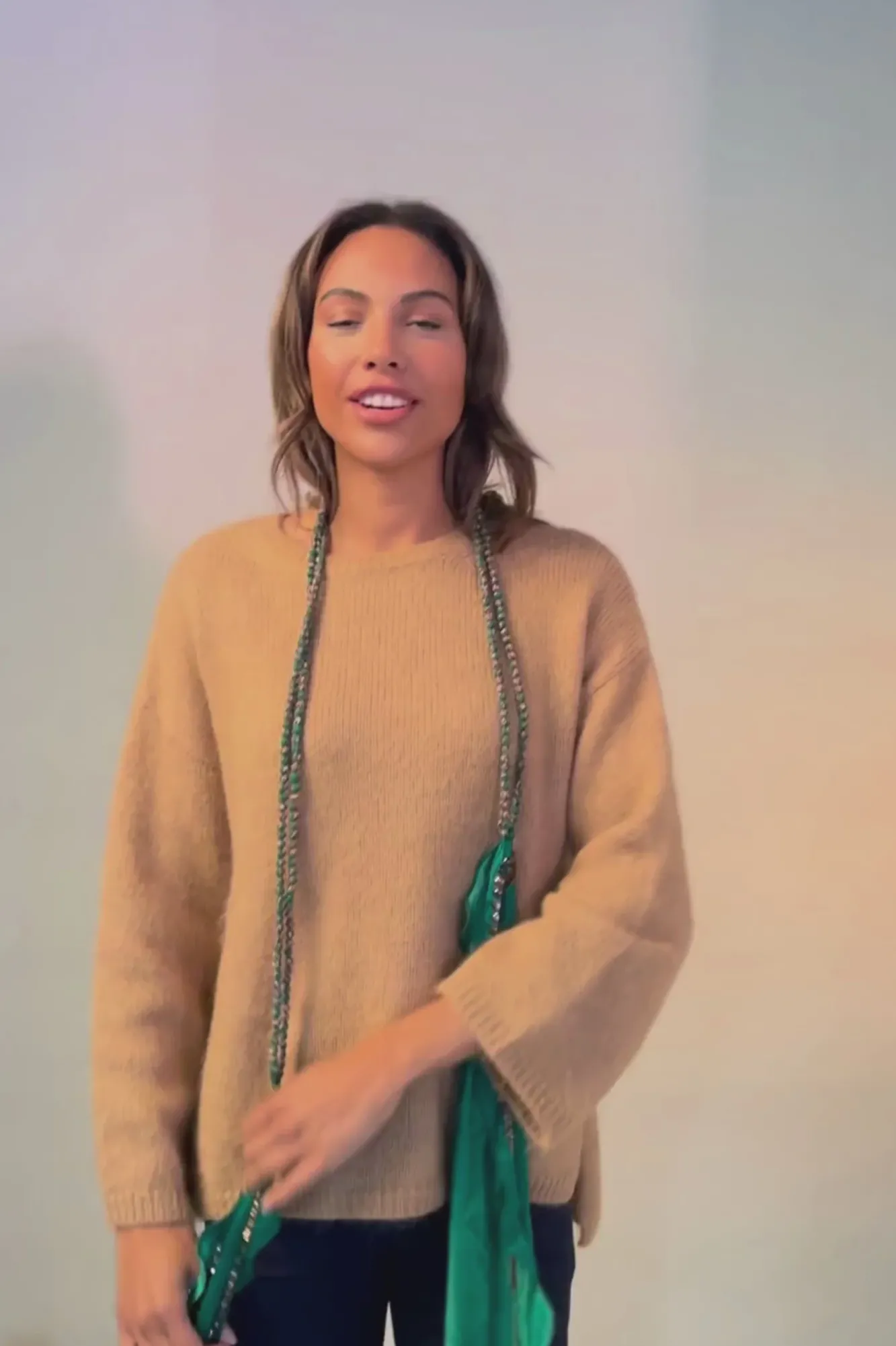 One Hundred Stars Indian Heritage Beige Necklace Scarf| Necklaces