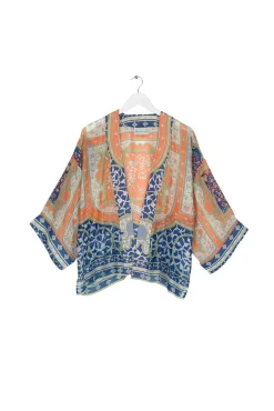 One Hundred Stars Indian Summer Blue Kimono|Women Short Kimonos