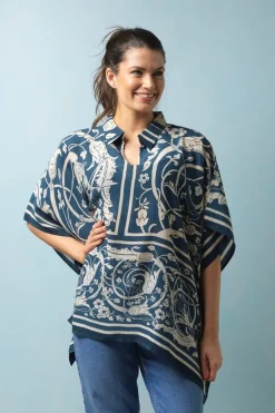One Hundred Stars Jaipur Blue Tunic Top|Women Tops
