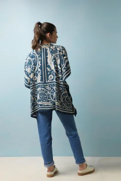 One Hundred Stars Jaipur Blue Tunic Top|Women Tops