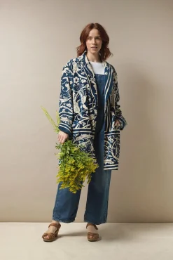 One Hundred Stars Jaipur Blue Velvet Boyfriend Jacket|Women Velvet Coats