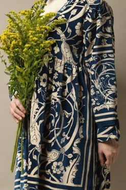 One Hundred Stars Jaipur Blue Velvet Duster Coat|Women Velvet Coats