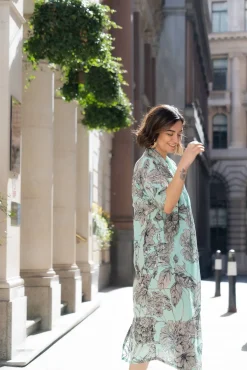 One Hundred Stars Kew Etched Floral Aqua Rachel Dress|Women Dresses