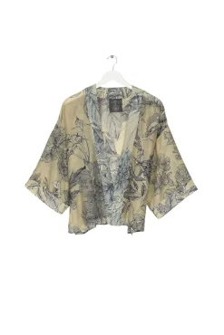 One Hundred Stars Kew Etched Floral Stone Kimono|Women Short Kimonos