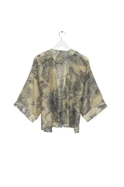 One Hundred Stars Kew Etched Floral Stone Kimono|Women Short Kimonos
