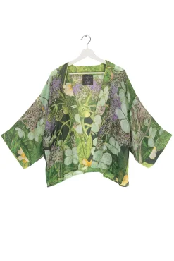 One Hundred Stars Kew Hydrangea Lime Green Kimono|Women Short Kimonos