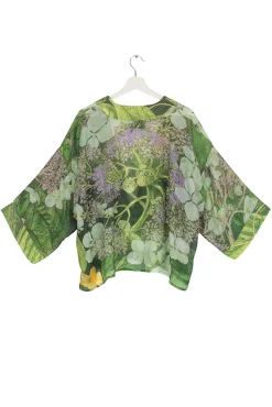 One Hundred Stars Kew Hydrangea Lime Green Kimono|Women Short Kimonos