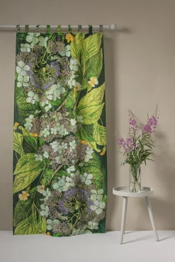 One Hundred Stars Kew Hydrangea Lime Linen Panel| Curtains