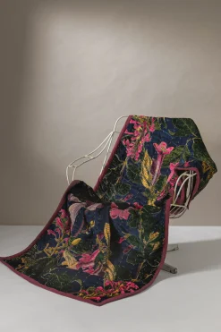 One Hundred Stars Kew Magnolia Blue Velvet Throw| Velvet Throws