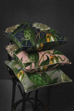 One Hundred Stars Kew Passion Flower Stone Velvet Square Cushion| Cushions
