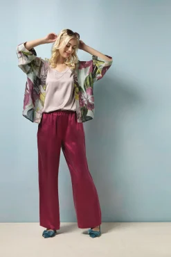 One Hundred Stars Kew Protea Duck Egg Kimono|Women Short Kimonos