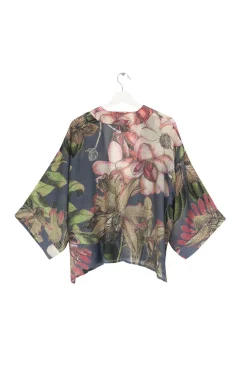 One Hundred Stars Kew Protea Grey Kimono|Women Short Kimonos