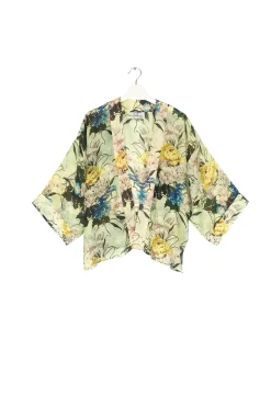 One Hundred Stars Lily Verdigris Kimono|Women Short Kimonos