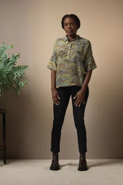 One Hundred Stars Marbled Green Pippa Top|Women Tops